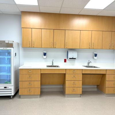 Sample testing area at medical facility